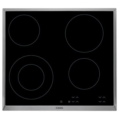 AEG HK624010XB 60cm Ceramic Hob in Blackwith Stainless Steel Trim